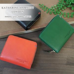 キャサリンハムネット ロンドン KATHARINE HAMNETT LONDON 二つ折り財布 MINERAL ミネラル 490-50702 ミドルウォレット 牛革 本革 レザー ブラ｜ookawabag