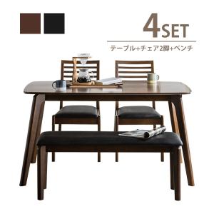 ダイニングテーブル セット 4人用 ベンチタイプ ダイニングセット 食卓 木製 4点｜ookawakaguhonpo