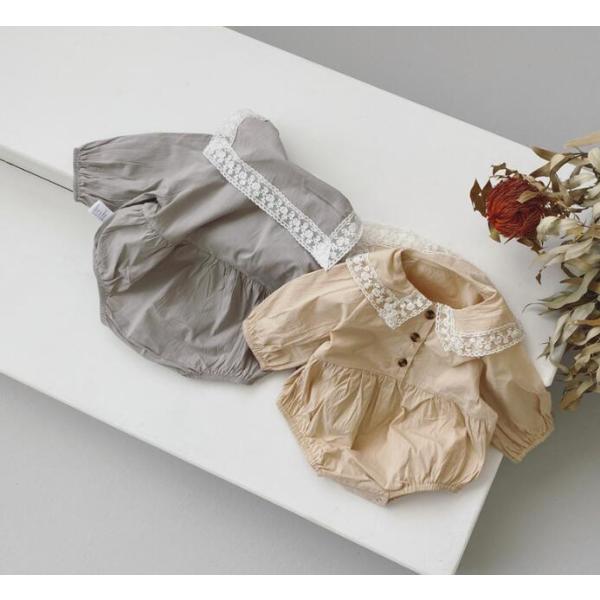 2021春夏新作★サロペット　薄手　長袖　襟付き　お出かけ　女の子　シンプル