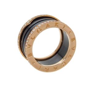 ブルガリ BVLGARI B-zero1 リング ブラックセラミック ダイヤモンド  K18PG ジュエリー 中古｜ookura7815