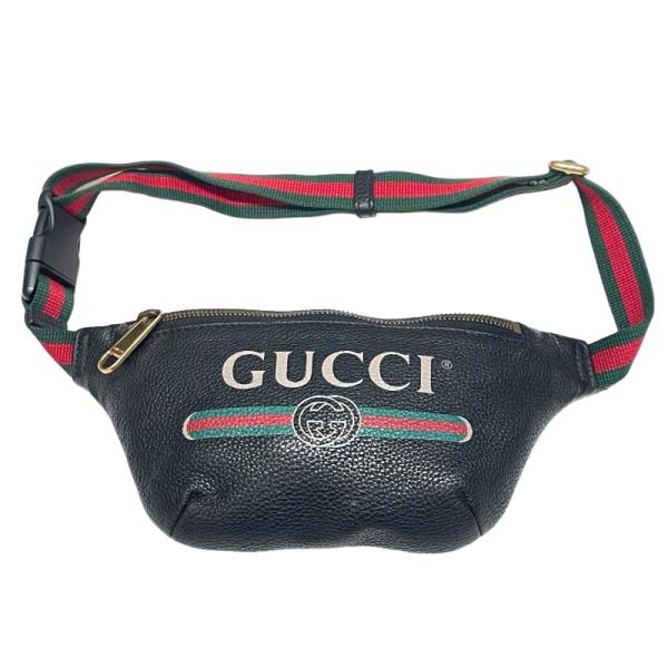 グッチ GUCCI ウエストポーチ 527792 ブラック ウエストバッグ レディース 中古