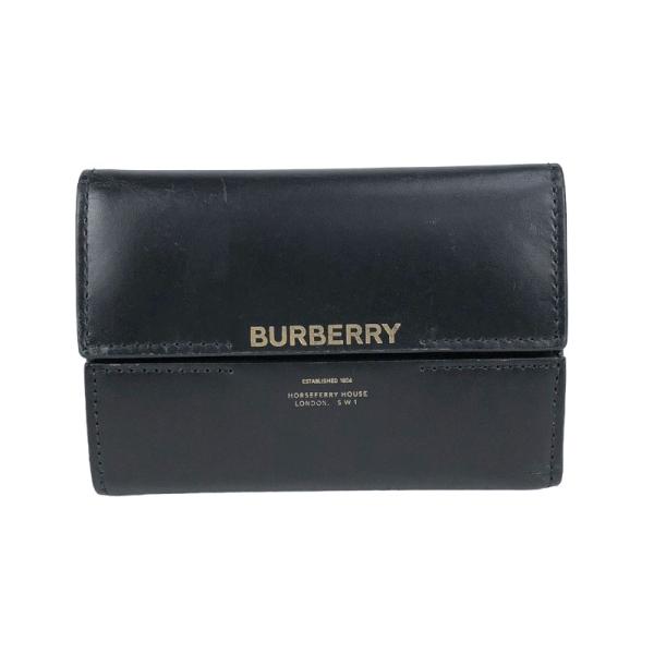 バーバリー BURBERRY コンパクトウォレット 8011472 レザー ブラック 三つ折り財布 ...