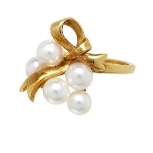 ミキモト MIKIMOTO ベビーパール リボインデザイン ファッションリング K18YG ジュエリー 中古｜ookura7815