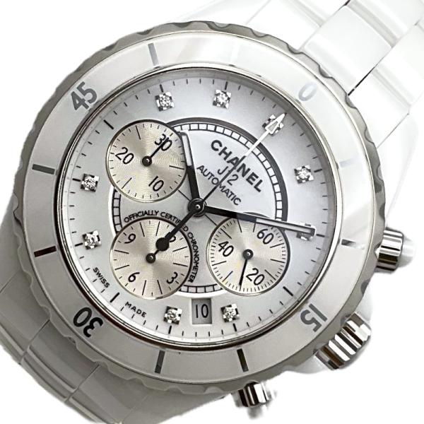 シャネル CHANEL J12 クロノグラフ H2009 ホワイト セラミック 腕時計 メンズ 中古