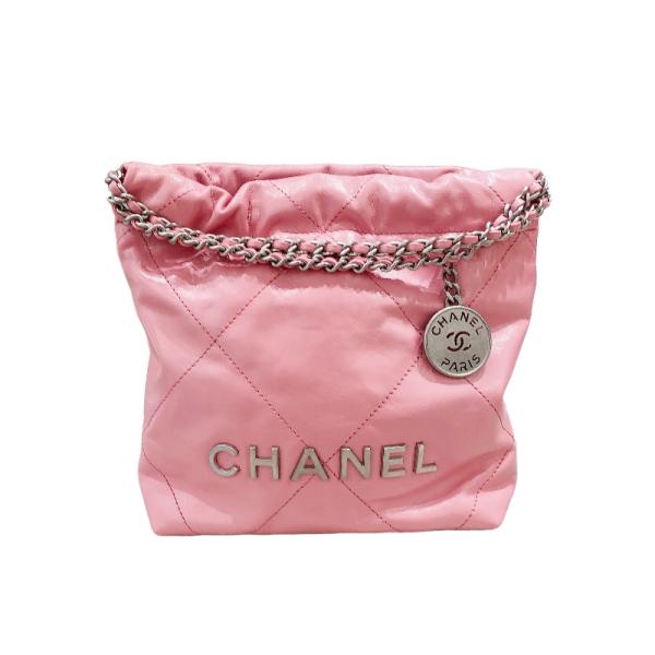 エルメス HERMES CHANEL22 ミニ バッグ AS3980 ピンク シルバー金具 カーフ ...