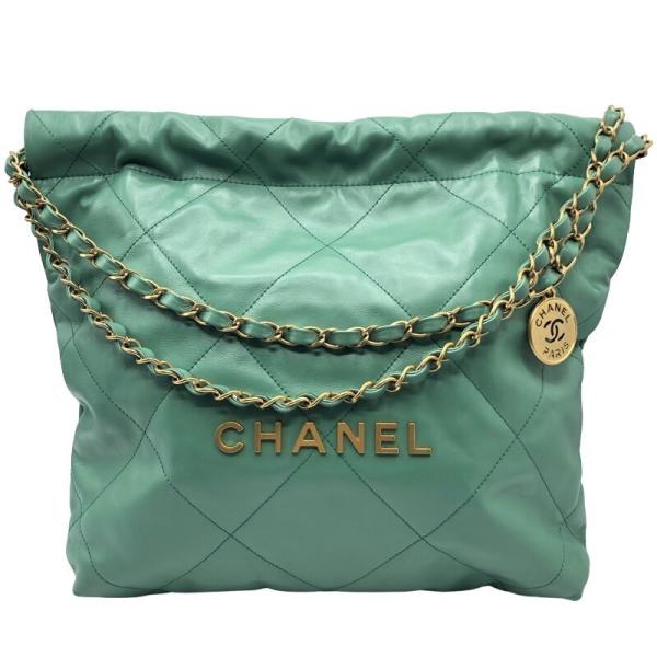 シャネル CHANEL CHANEL22ハンドバッグ AS3260 グリーン×GD金具 カーフ ハン...