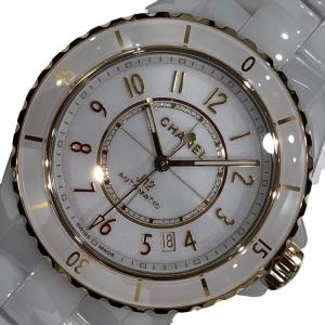 シャネル CHANEL J12　キャリバー12.1 H9540  ホワイト/イエローゴールド セラミック 腕時計 メンズ 中古｜ookura7815