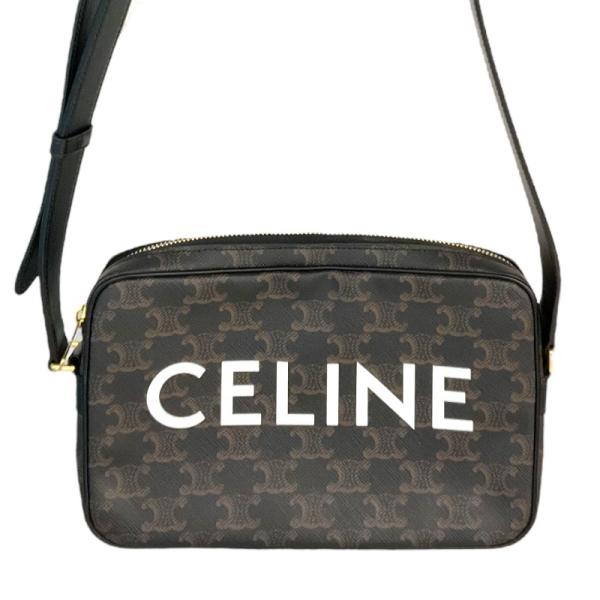 セリーヌ CELINE ミディアムメッセンジャー 194502 ブラック トリオンフキャンバス ショ...