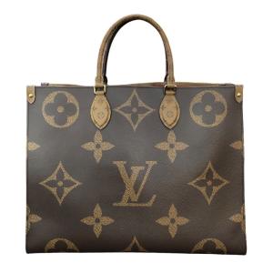 ルイ・ヴィトン LOUIS VUITTON オンザゴーGM M45320 ブラウン ゴールド金具 ジャイアント・モノグラム リバース トートバッグ メンズ 中古｜ookura7815