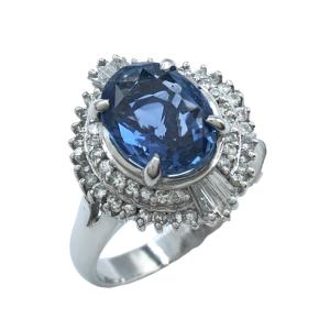 Pt900 サファイヤ・ダイヤリング プラチナ サファイヤ3.18ct 