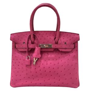 エルメス HERMES バーキン30 Z刻印 フューシャピンク/SV金具 オーストリッチ ハンドバッグ レディース 中古