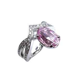 パパラチアサファイア リング プラチナ ダイヤモンド 0.338 0.13 指輪