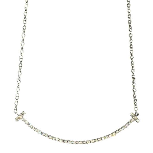 ティファニー TIFFANY＆CO Tスマイルダイヤネックレススモール 750WG ジュエリー 中古