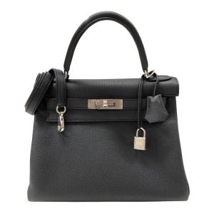 エルメス HERMES ケリー28 W刻印　(2024年製) ブラック シルバー金具 トゴ ショルダーバッグ レディース 中古