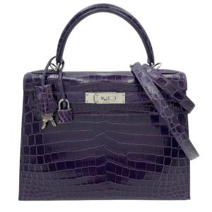エルメス HERMES ケリー28 □N刻 アメジスト SV金具 二ロティカス ショルダーバッグ レディース 中古