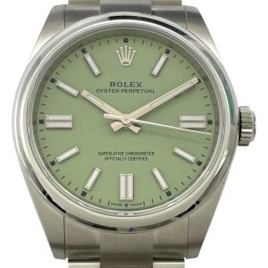 ロレックス ROLEX オイスターパーペチュアル41 134300 ピスタチオグリーン SS 腕時計 メンズ 中古
