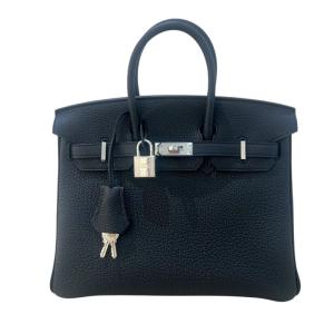 エルメス HERMES バーキン25 K刻 ブラック SV金具 トゴ ハンドバッグ レディース 中古