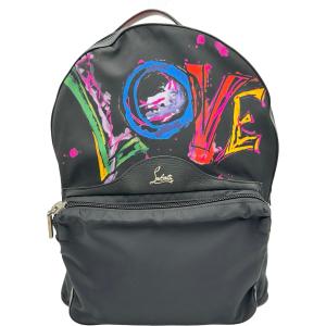 クリスチャン・ルブタン Christian louboutin LOVE スタッズ バックパック ブラック マルチカラー ナイロン/レザー リュック 中古
