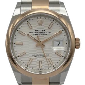 ロレックス ROLEX デイトジャスト36 フルーテッドモチーフ 126201 シルバー ピンクゴールド/ステンレススチール 腕時計 メンズ 中古
