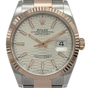 ロレックス ROLEX デイトジャスト36 フルーテッドモチーフ 126231 シルバー ピンクゴールド/ステンレススチール 腕時計 メンズ 中古