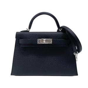 エルメス HERMES ミニケリー2 K刻 ブラック シルバー金具 エプソン ハンドバッグ ショルダーバッグ レディース 中古