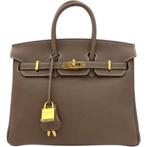 エルメス HERMES バーキン25 W刻 エトゥープ ゴールド金具 トゴ ハンドバッグ レディース 中古