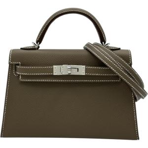 エルメス HERMES ミニケリー2 K刻 エトゥープ シルバー金具 エプソン ショルダーバッグ レディース 中古