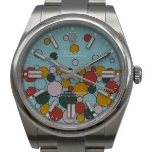 ロレックス ROLEX オイスター パーペチュアル 41 124300 セレブレーションモチーフ/ターコイズブルー SS 腕時計 メンズ 中古
