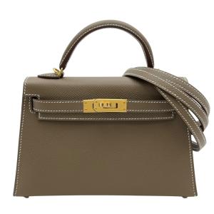 エルメス HERMES ミニケリー2 Ｋ刻 エトゥープ/ゴールド金具 エプソン ショルダーバッグ レディース 中古