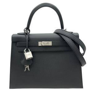 エルメス HERMES ケリー25 外縫い Ｇ刻印 ブラック/シルバー金具 エプソン ショルダーバッグ レディース 中古