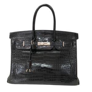 エルメス HERMES バーキン35 □J刻印 ブラック シルバー金具 ポロサス ハンドバッグ レディース 中古