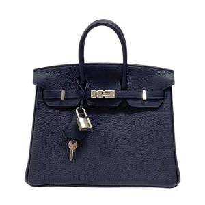 エルメス HERMES バーキン25 W刻 ブルーニュイ シルバー金具 トゴ ハンドバッグ レディース 中古