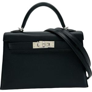 エルメス HERMES ミニケリー2 W刻印 ブラック シルバー金具 エプソン ショルダーバッグ レディース 中古