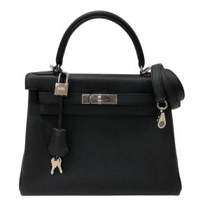 エルメス HERMES ケリー28 内縫い K刻 ブラック シルバー金具 トゴ ショルダーバッグ レディース 中古