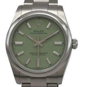 ロレックス ROLEX オイスター パーペチュアル 34 124200 ピスタチオ ステンレススチール 腕時計 メンズ 中古