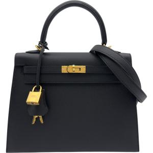 エルメス HERMES ケリー25 外縫い G刻 ブラック ゴールド金具 エプソン ショルダーバッグ レディース 中古