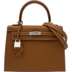 エルメス HERMES ケリー25 外縫い K刻 ゴールド シルバー金具 エプソン ショルダーバッグ レディース 中古