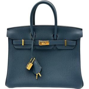 エルメス HERMES バーキン25 B刻 ブルードプリュス ゴールド金具 トゴ ハンドバッグ レディース 中古