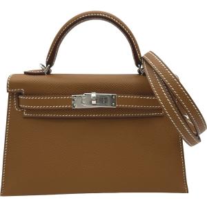 エルメス HERMES ミニケリー2 K刻 ゴールド シルバー金具 エプソン ハンドバッグ レディース 中古