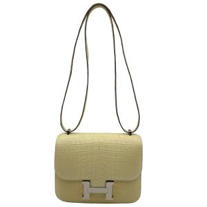 エルメス HERMES コンスタンス3 ミニ B刻 ヴァニラ シルバー金具 アリゲーターマット ショルダーバッグ レディース 中古