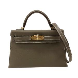 エルメス HERMES ミニケリー2 K刻 エトゥープ ゴールド金具 エプソン ハンドバッグ レディース 中古