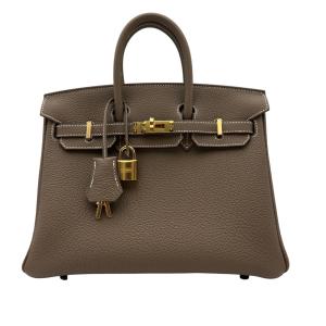 エルメス HERMES バーキン25 エトゥープ/ゴールド金具 トゴ ハンドバッグ レディース 中古