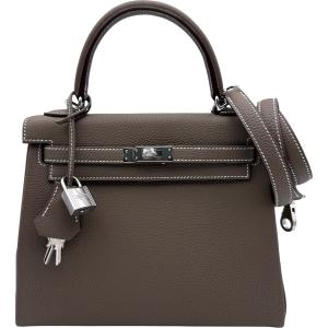 エルメス HERMES ケリー25 内縫い K刻印 エトゥープ シルバー金具 トゴ ハンドバッグ レディース 中古