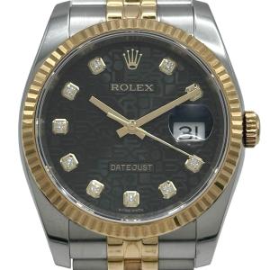 ロレックス ROLEX デイトジャスト36 116233G ブラック/ホリコン ゴールド/ステンレススチール 腕時計 メンズ 中古