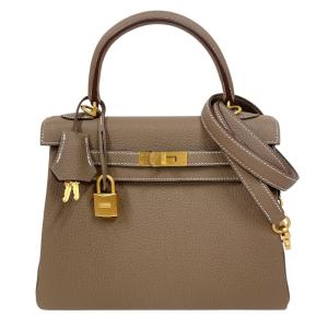 エルメス HERMES ケリー25 K刻印　(2025年製) エトゥープ・マットゴールド金具 トゴ ショルダーバッグ レディース 中古