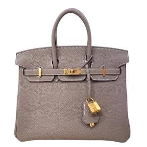 エルメス HERMES バーキン25 W刻 エトゥープ ゴールド金具 トゴ ハンドバッグ レディース 中古