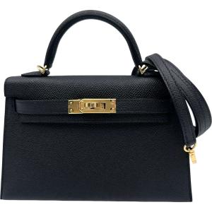 エルメス HERMES ミニケリー2 K刻印 ブラック ゴールド金具 エプソン ハンドバッグ レディース 中古