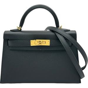 エルメス HERMES ミニケリー2 K刻 ブラック エプソン ショルダーバッグ レディース 中古