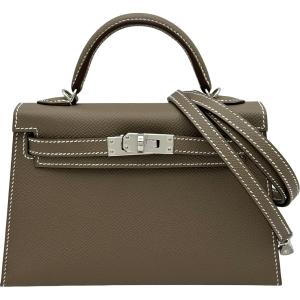 エルメス HERMES ミニケリー2 外縫い K刻 エトゥープ シルバー金具 エプソン ショルダーバッグ レディース 中古