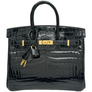 エルメス HERMES バーキン25 A刻 ブラック/ゴールド金具 ニロティカス ハンドバッグ レディース 中古